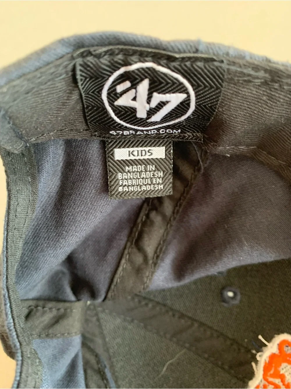47 Kids Navy Cap with Orange Bear Patch